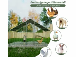 Hauss Spole Gallinero metálico con cierre de seguridad y cubierta de PE impermeable 3,03x1,57x2m