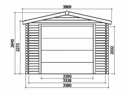 Clearance Garaje de madera - 19,26 m² - 2,58 x 5,38 x 2,53 m - 40 mm Garaje