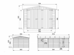 Timbela Garaje de madera natural - A222x616x324 cm / 18 m² - M102