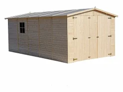 Outlet Timbela Garaje de madera natural - A222x516x324 cm / 15 m² - M101 Color natural claro
