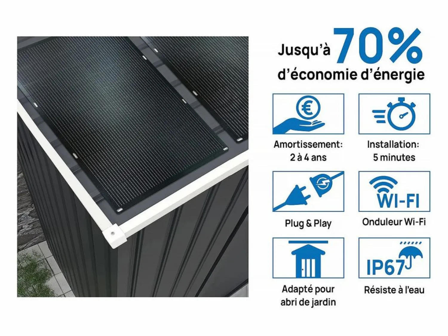 Sale Habitat et jardin Garaje metálico <> - 15,36 m² con panel solar - Antracita Gris antracita