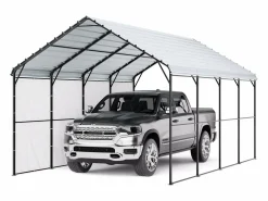 Discount Garaje Metálico Robusto para Coches SucceBuy, 365 x 610 cm, Abriego Exterior Robusto para Coches y Barcos Cochera
