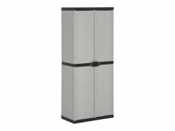 Sale Garden Furniture - Armario de jardín con 3 estantes y negro 68x40x168 cm Gris