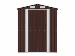 Online - Cobertizo jardín acero galvanizado marrón oscuro 192x191x223 cm Caseta De Jardín