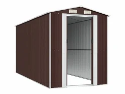 Discount Garden Furniture - Cobertizo jardín acero galvanizado marrón oscuro 192x440x223 cm Marru00f3n