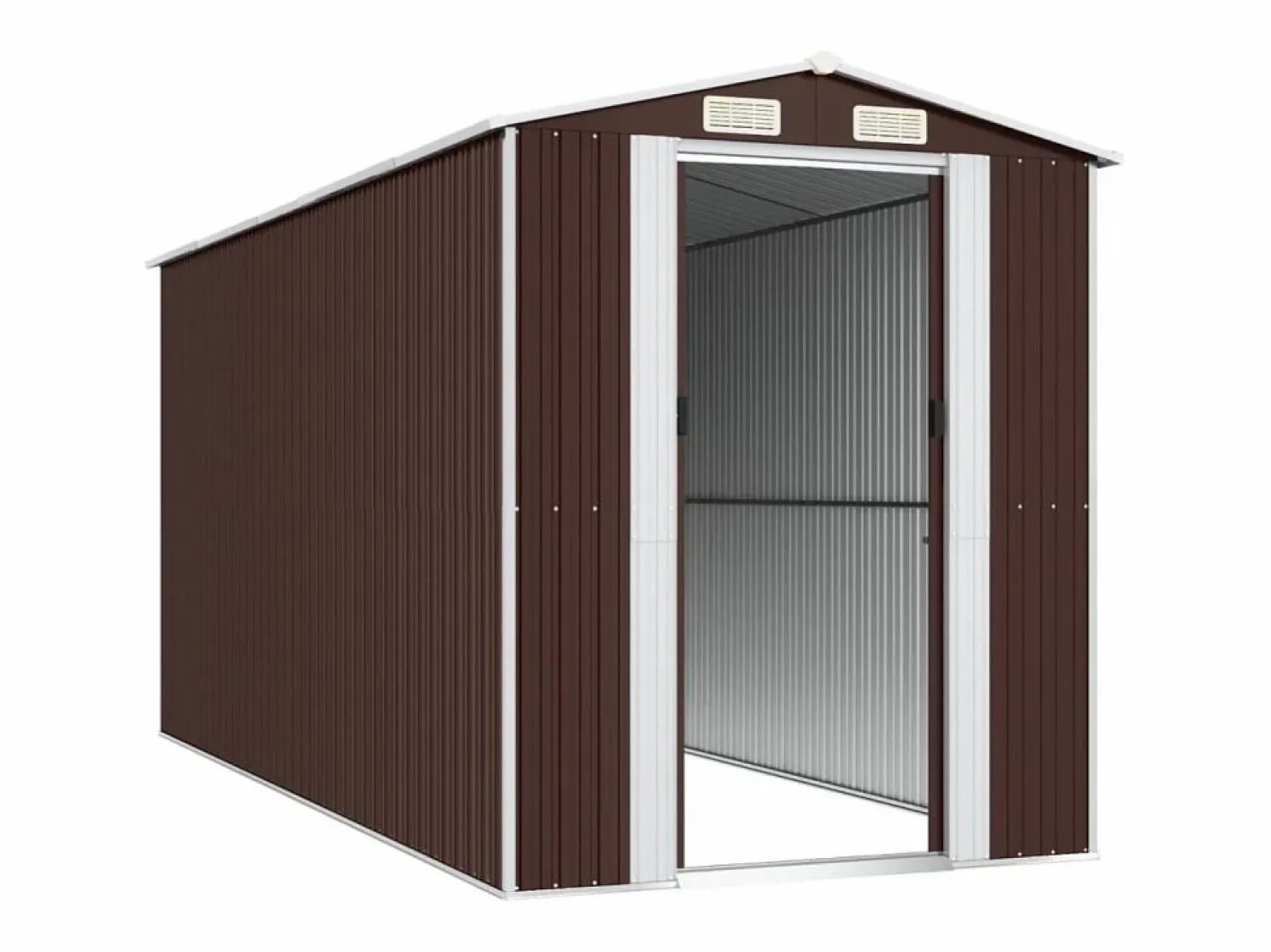 Discount Garden Furniture - Cobertizo jardín acero galvanizado marrón oscuro 192x440x223 cm Marru00f3n