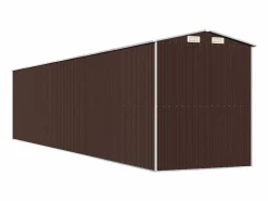 Garden Furniture - Cobertizo jardín acero galvanizado marrón oscuro 192x938x223 cm Marru00f3n