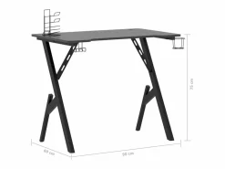 Hot Garden Furniture - Escritorio gaming con patas en forma de Y 90x60x75 cm Negro