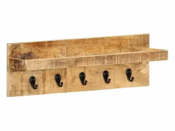 New Garden Furniture - Perchero de pared madera maciza de mango sin tratar 60x15x20 cm Marru00f3n