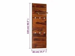 - Perchero de madera maciza de acacia 118x40 cm Perchero