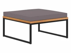 Garden Furniture - Reposapiés y cojín madera maciza acacia gris oscuro 66x66x36 cm Gris antracita