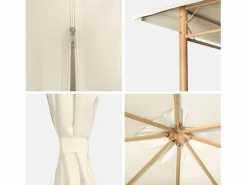 Sweeek Gazebo de jardín con cortinas 3x3m crudo