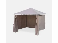Discount Gazebo de jardín con cortinas 3x3m pardo Cenador Y Quiosco