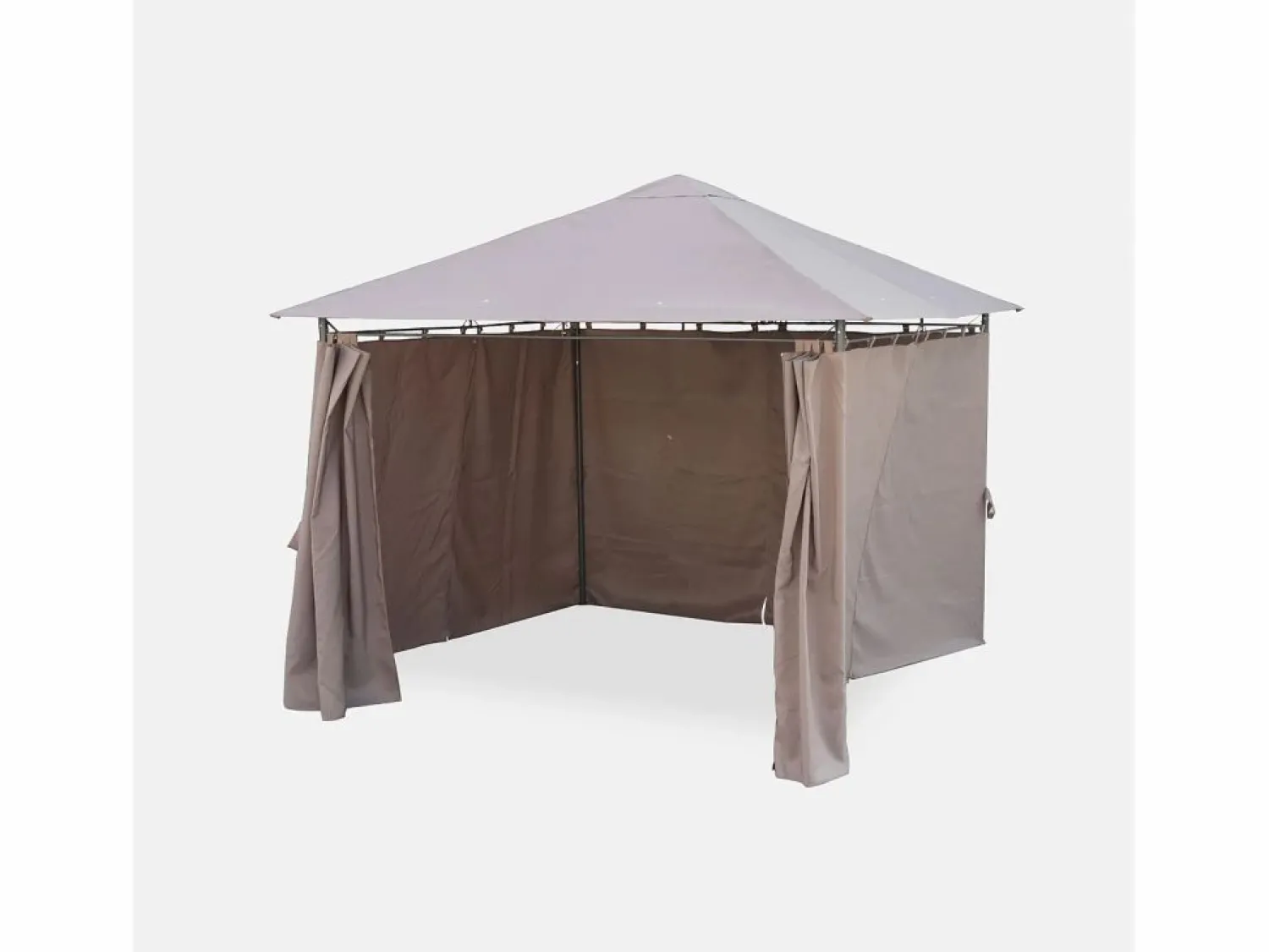 Discount Gazebo de jardín con cortinas 3x3m pardo Cenador Y Quiosco