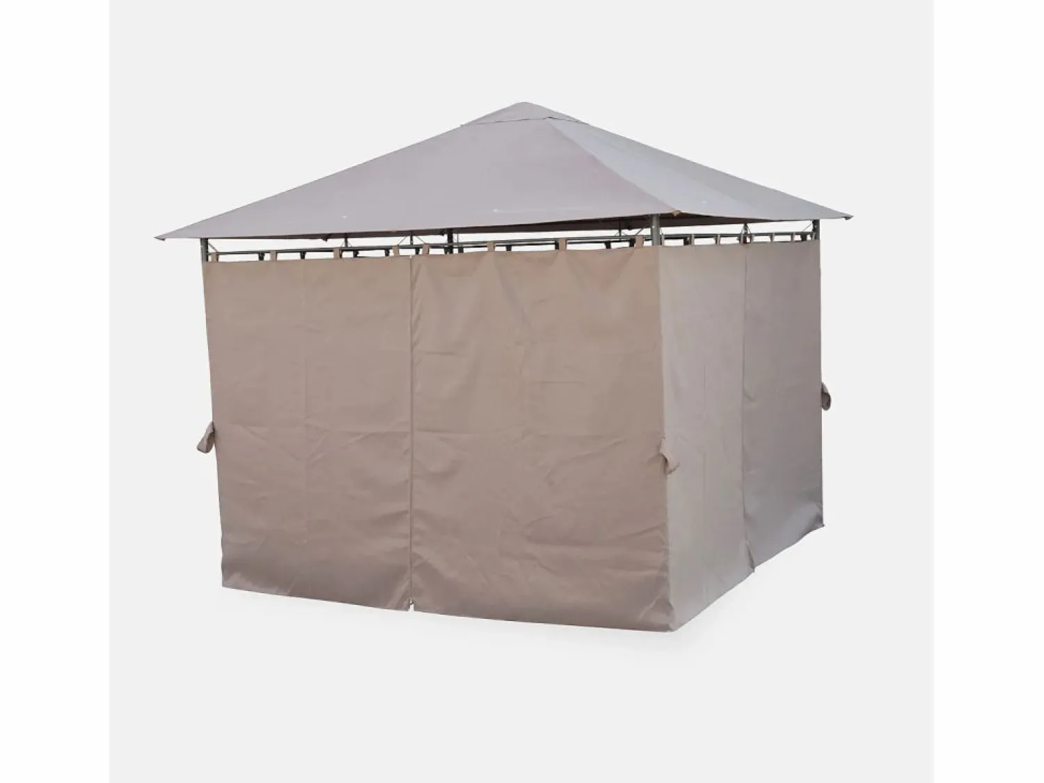 Discount Gazebo de jardín con cortinas 3x3m pardo Cenador Y Quiosco