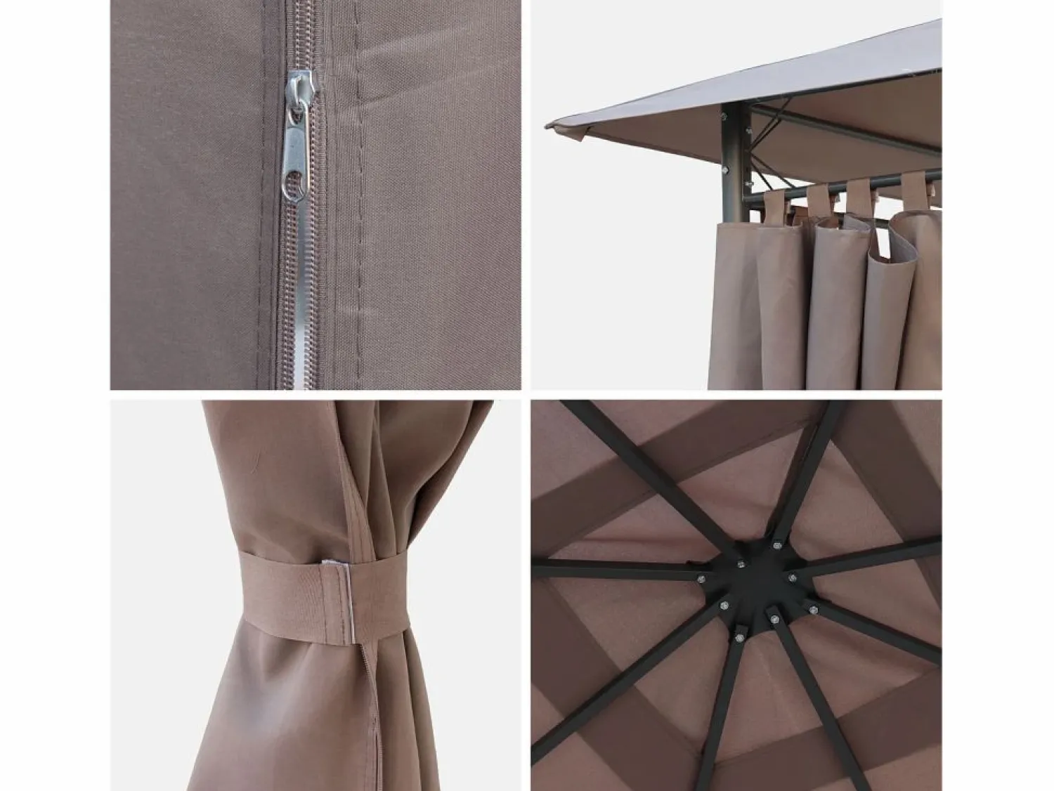 Discount Gazebo de jardín con cortinas 3x3m pardo Cenador Y Quiosco