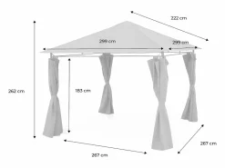 Discount Gazebo de jardín con cortinas 3x3m pardo Cenador Y Quiosco