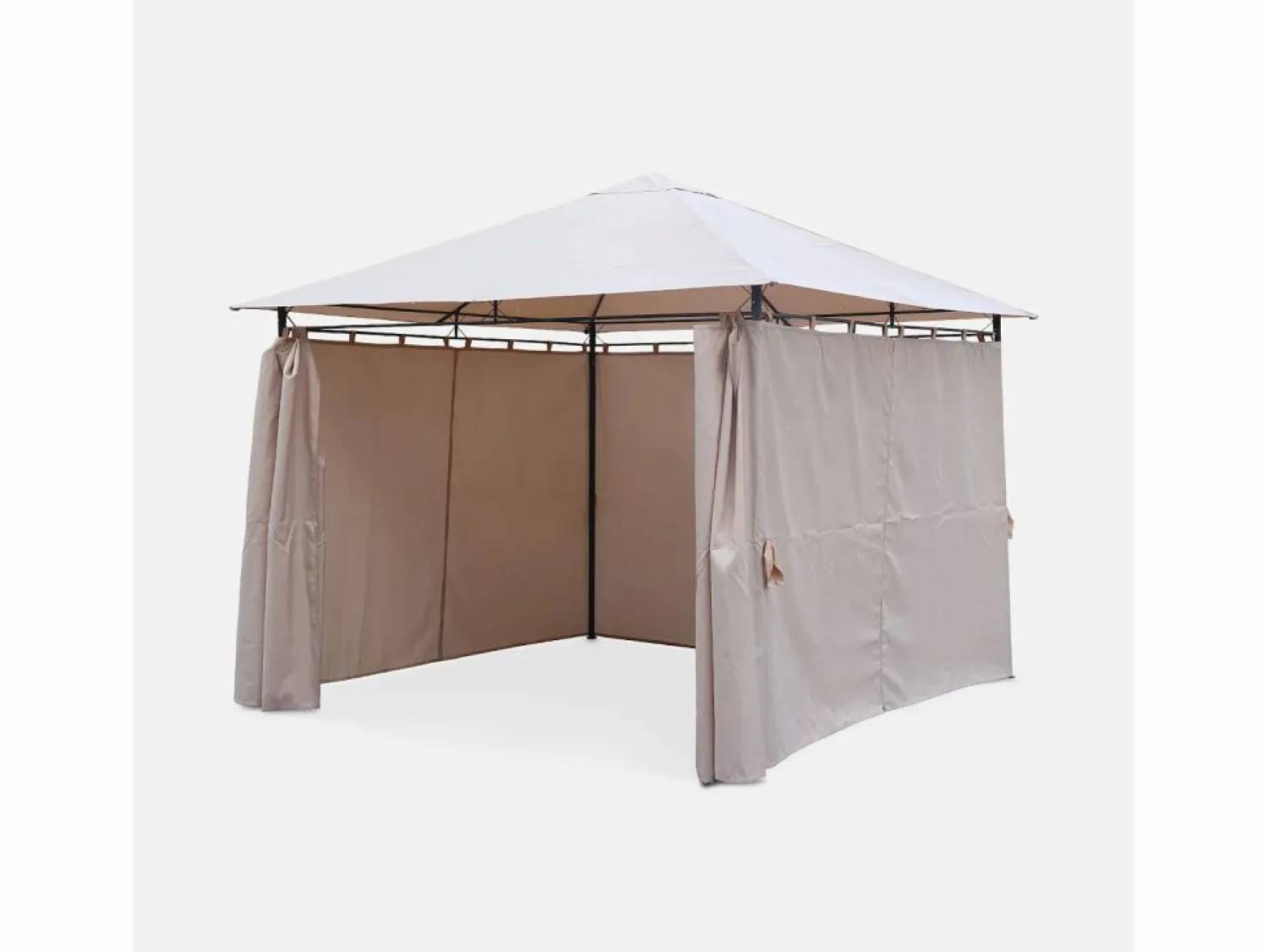 Sweeek Gazebo de jardín con cortinas 3x3m