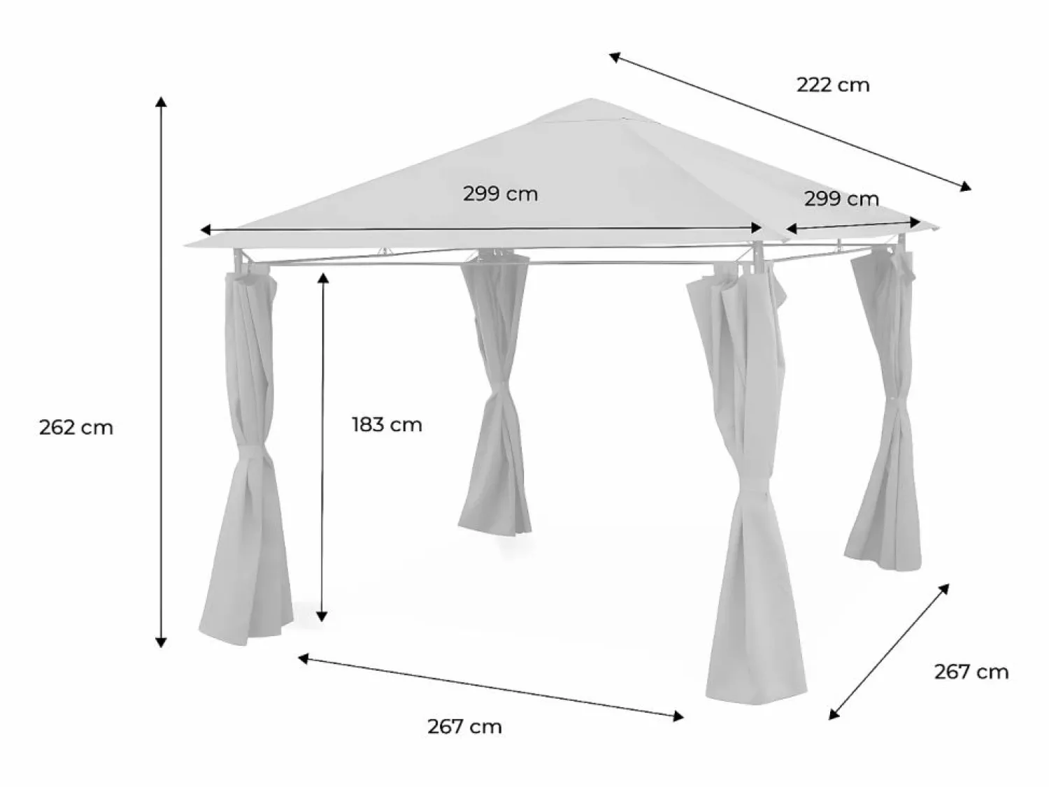 Sweeek Gazebo de jardín con cortinas 3x3m