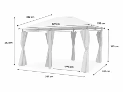 Online Gazebo de jardín 3x4m con cortinas crudo Cenador Y Quiosco