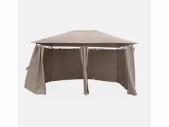 Discount Gazebo de jardín 3x4m con cortinas pardo Cenador Y Quiosco