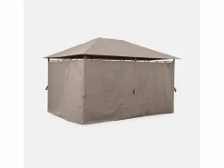 Discount Gazebo de jardín 3x4m con cortinas pardo Cenador Y Quiosco