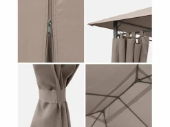 Discount Gazebo de jardín 3x4m con cortinas pardo Cenador Y Quiosco