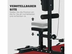 Gimnasio multifuncional para casa, de acero y polipiel, color , regulable con asiento y pedal antideslizante (140x108x197cm)