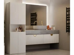 Outlet GLAZE - Mueble de cuarto de baño con cesta - Estilo moderno - 174x60x30 cm - Columna de cuarto de baño Columna De Baño