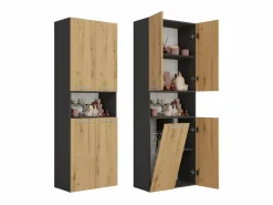 Clearance GLAZE - Mueble de cuarto de baño con cesta - Estilo moderno - 174x60x30 cm - Columna de cuarto de baño Columna De Baño
