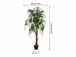 Discount Glicina artificial 840 hojas 150 cm y blanco Verde