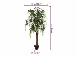 Hot Glicina artificial 560 hojas 80 cm y blanco Planta Artificial