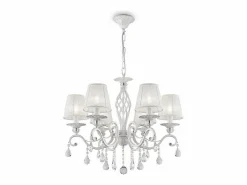 Maytoni Grace Araña Blanca con Oro y Cristal, con Pantallas, 6 Luces, E14 Blanco