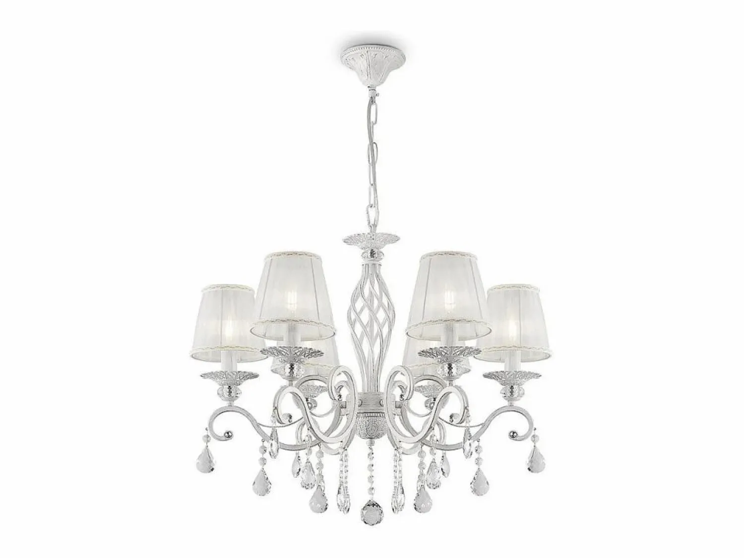 Maytoni Grace Araña Blanca con Oro y Cristal, con Pantallas, 6 Luces, E14 Blanco