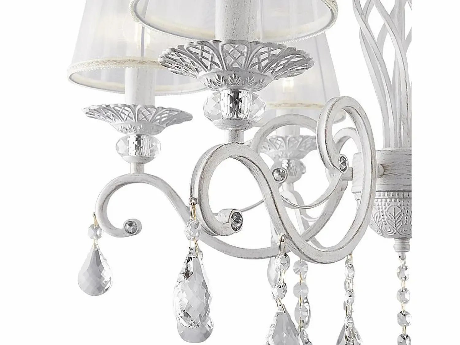 Maytoni Grace Araña Blanca con Oro y Cristal, con Pantallas, 6 Luces, E14 Blanco