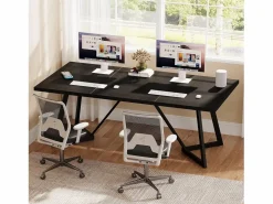 Clearance Gran escritorio rectangular para portátiles con estructura de metal - 180 cm - para el despacho en casa - Mesa De Ordenador