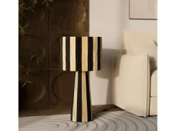 Sale Rendez-Vous Déco Gran lámpara rayada negra de hoja de palma - Soléa Negro