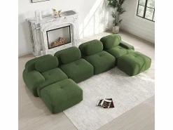 Hot DripeX Gran sofá angular modular 388cm - de Pana - con 4 cojines y 2 otomanas - ergonómico - Verde
