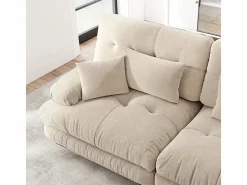 Best DripeX Gran sofá - 3 plazas - con 5 cojines - estructura madera maciza - Felpa - 313x77x81cm Beige
