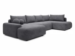Outlet Gran sofá cama rinconera derecha panorámico tela texturizada DAVISO Sofá Xxl