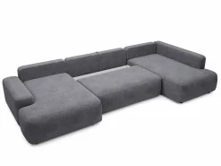 Outlet Gran sofá cama rinconera derecha panorámico tela texturizada DAVISO Sofá Xxl