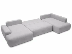 Online Vente-unique Gran sofá cama rinconera derecha panorámico en tela texturizada DAVISO Gris claro