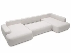 Discount Vente-unique Gran sofá cama rinconera derecha panorámico de 8 plazas en tela texturizada DAVISO Beige