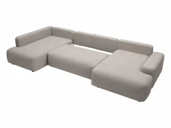Clearance Vente-unique Gran sofá cama rinconera izquierda panorámico 8 plazas tela texturizada DAVISO Topo