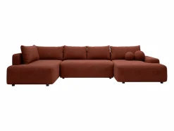 Vente-unique Gran sofá cama rinconera izquierda panorámico en tela texturizada DAVISO