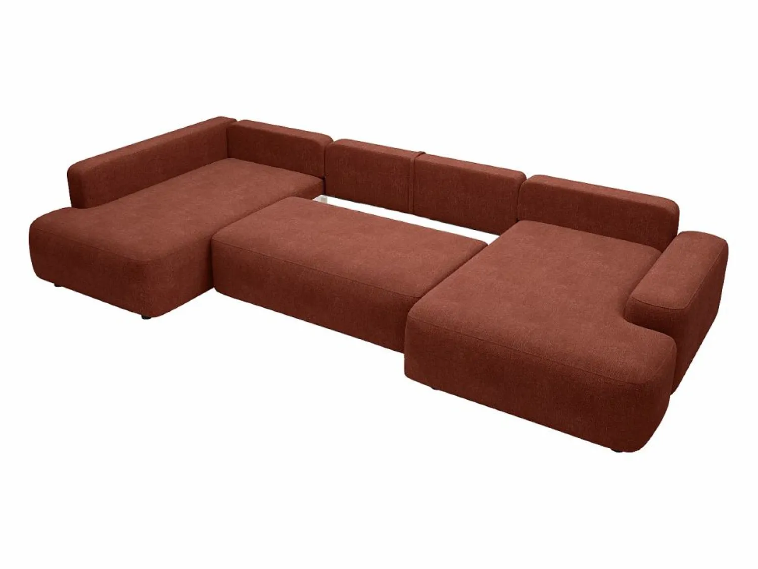 Vente-unique Gran sofá cama rinconera izquierda panorámico en tela texturizada DAVISO