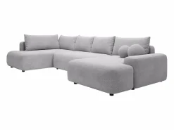 Clearance Gran sofá cama rinconera izquierda panorámico en tela texturizada DAVISO Sofá Xxl
