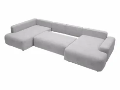 Clearance Gran sofá cama rinconera izquierda panorámico en tela texturizada DAVISO Sofá Xxl