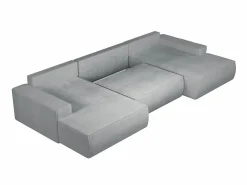 Vente-unique Gran sofá cama rinconera panorámico de pana AMELIA