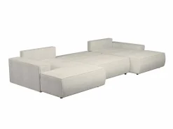 Best Vente-unique Gran sofá cama rinconera panorámico de pana arcón AMELIA Beige